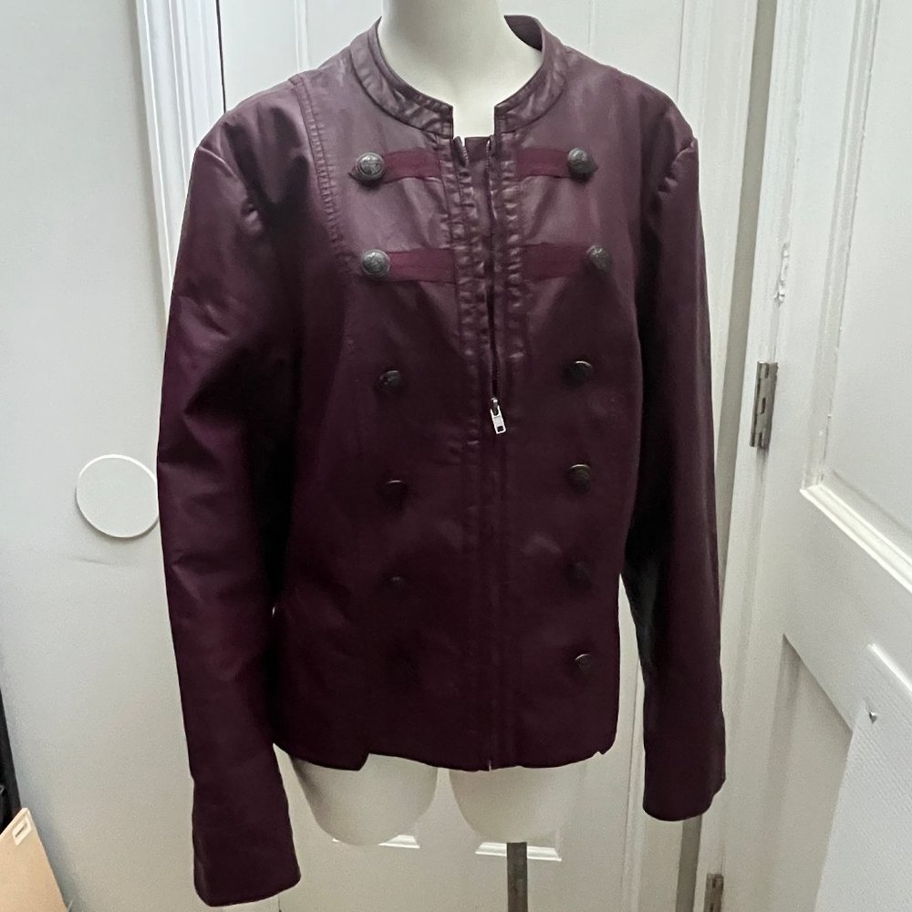 TORRID Burgundy Vegan Leather Military Jacket Plus Size 3 Faux Leather Merlot